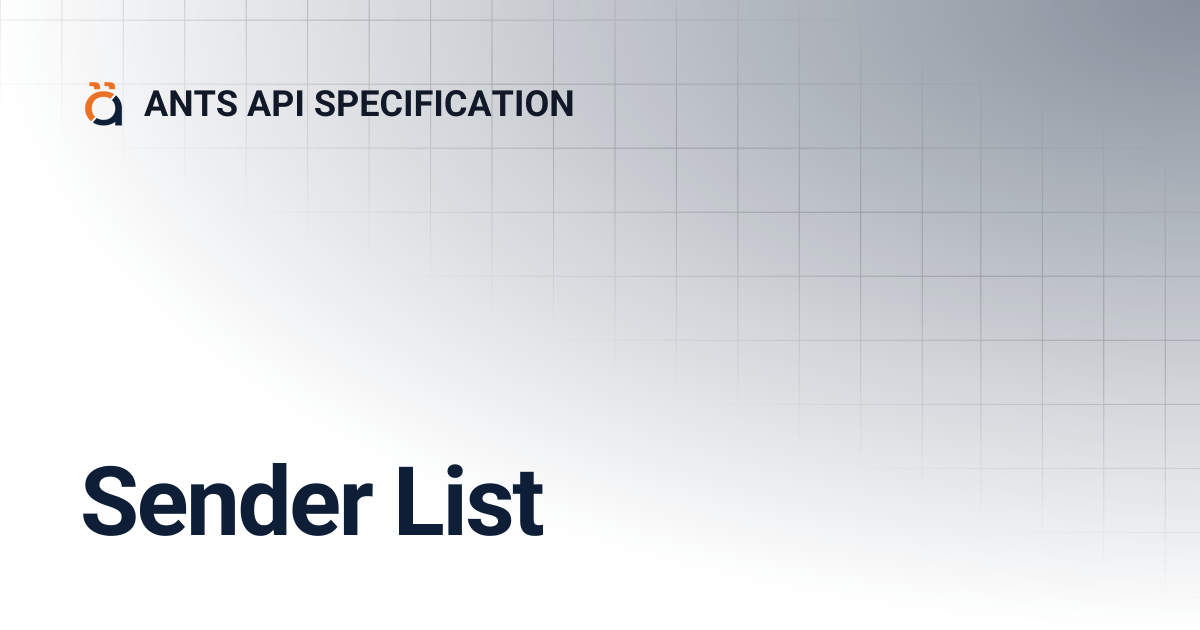 Sender List | Thai v1.0.0 | ANTS API SPECIFICATION