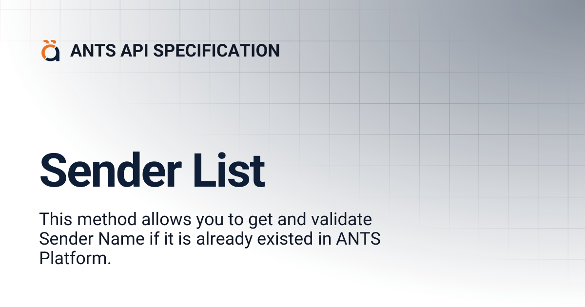 Sender List | ANTS API SPECIFICATION